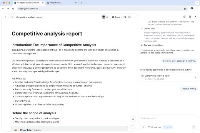Zoom Docs document management interface