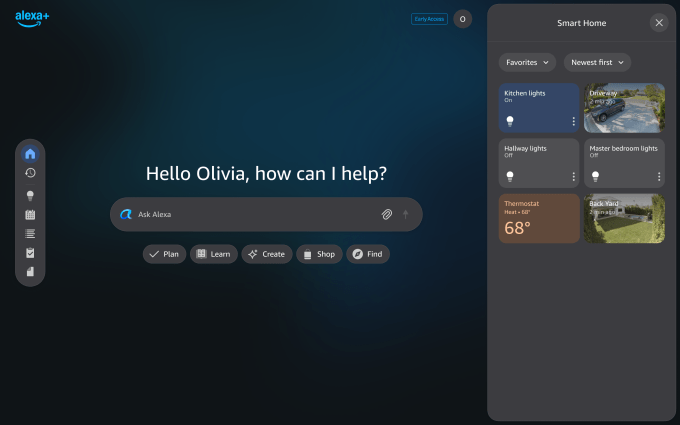 Alexa.com smart home control interface