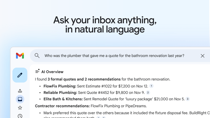 Gmail AI Overviews in search results