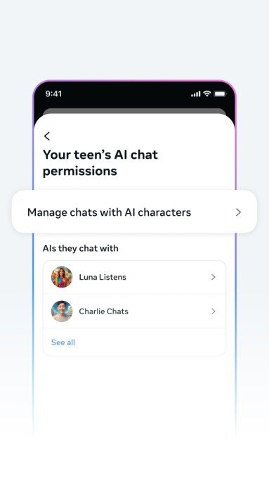 Meta AI parental control interface preview