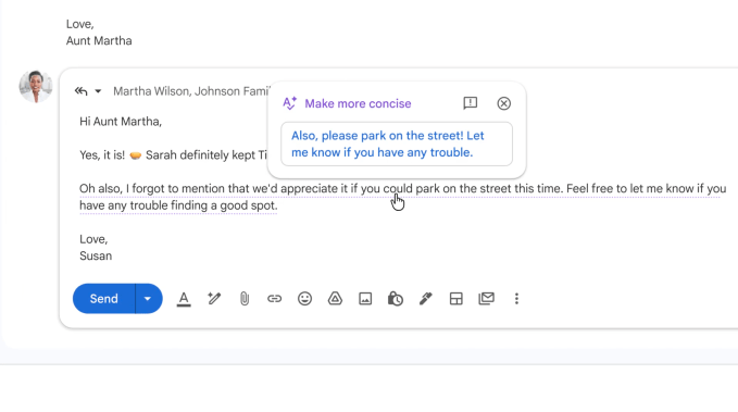 Gmail Proofread feature in action