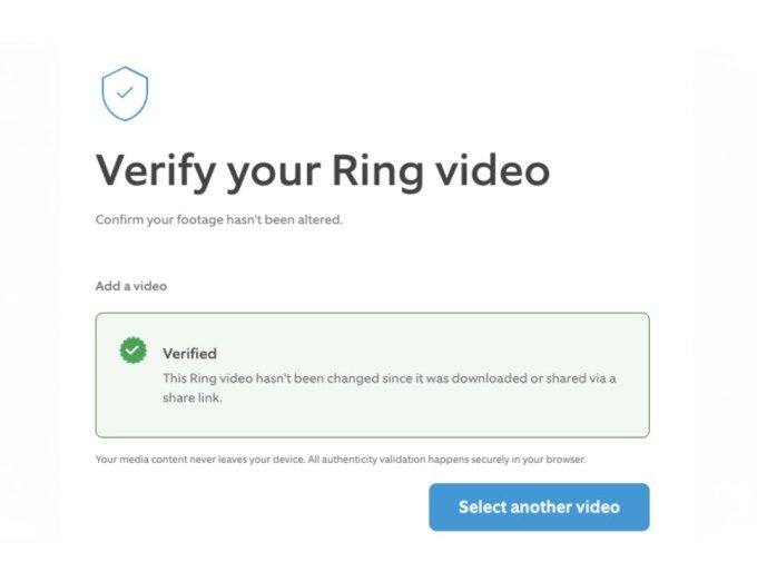 Ring video verification interface