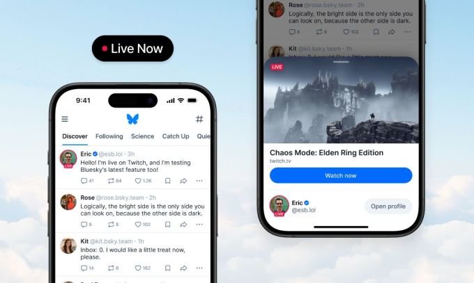 Bluesky live now interface