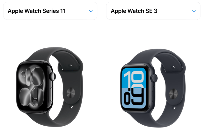 Comparison of Apple Watch Series 11 and SE 3