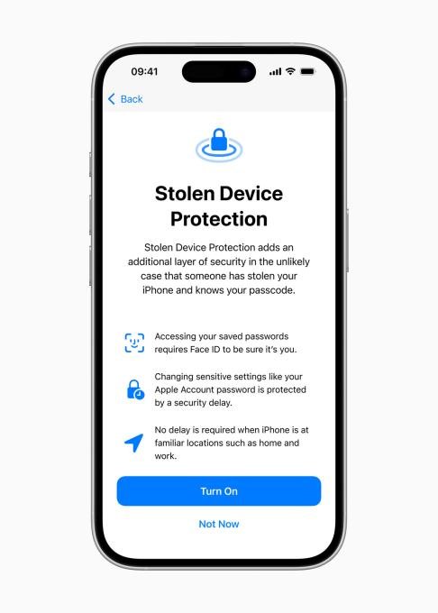 Stolen Device Protection toggle