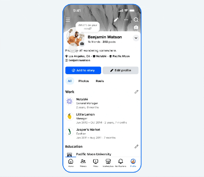 Animated Facebook profile picture feature