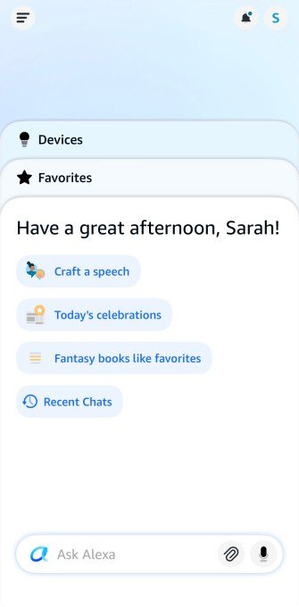Alexa app interface