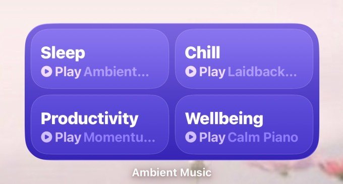 Ambient Music widget on home screen