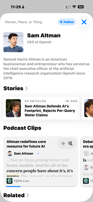 Entity-based podcast feed in Particle