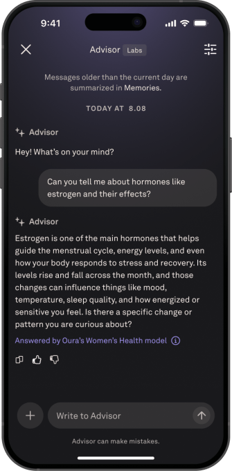 Oura Women's Health AI Model Interface