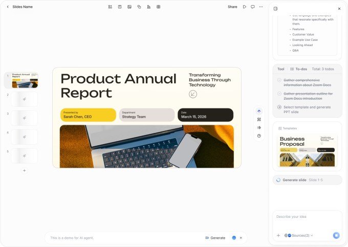 Zoom AI-powered Slides interface
