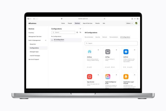 Apple Business configuration settings