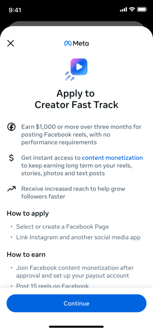 Creator Fast Track application interface