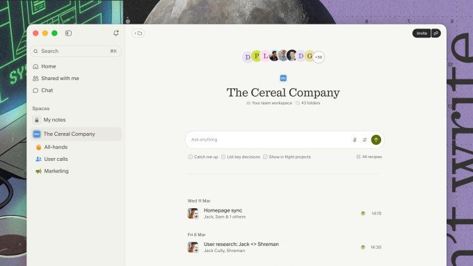 Granola AI workspace interface