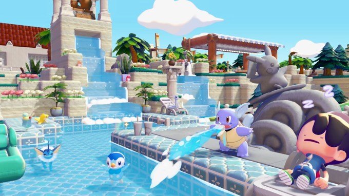 Gameplay screenshot of the post-apocalyptic Kanto region in Pokémon Pokopia