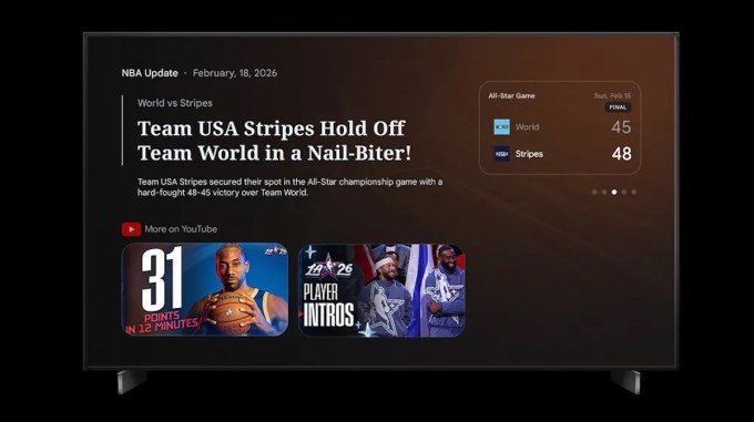 Gemini sports brief interface on Google TV