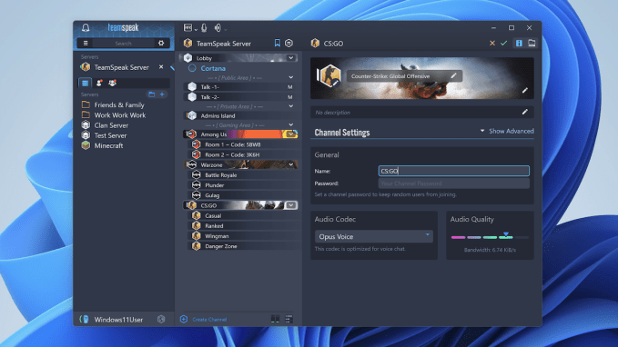 TeamSpeak interface