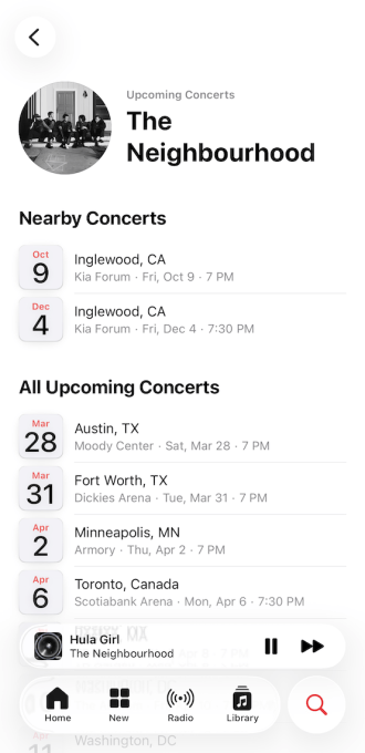 Apple Music concert discovery features