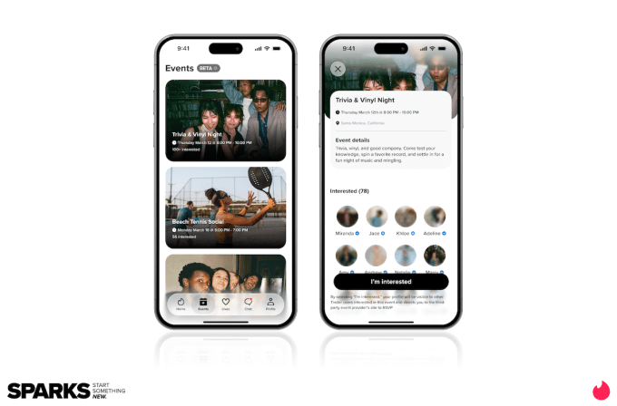 Tinder Events interface