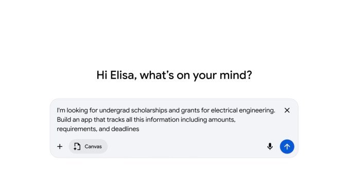 Google AI Canvas interface