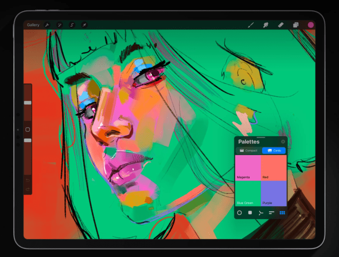 Procreate interface on iPad