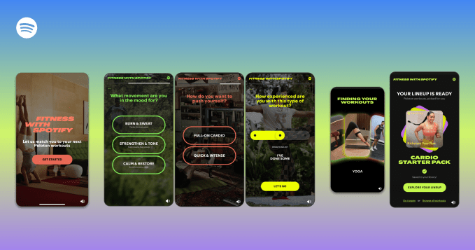 Spotify Fitness onboarding flow interface