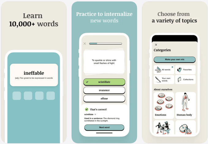 Vocabulary learning app